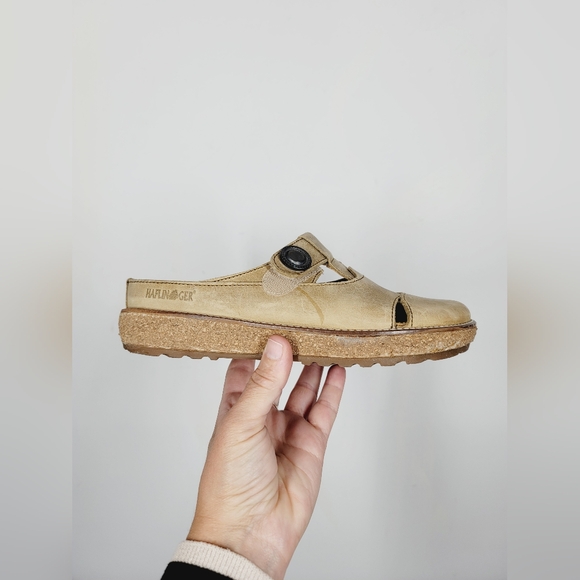 Haflinger Tan Slip-On Leather Clogs, Size 38 - Picture 1 of 6